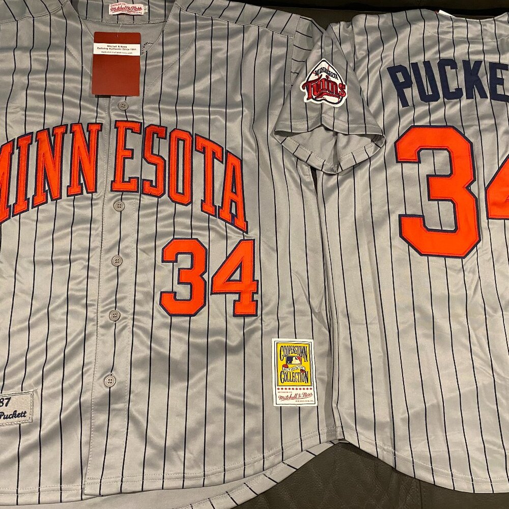 MINNESOTA TWINS KIRBY PUCKETT Men's JERSEY Sz M,L,XL,2XL NWT By Mitchell & Ness